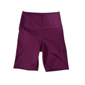 Girlfriend Collective 8” Biker Shorts Plum Purple Sz S High Rise Athleisure Gym